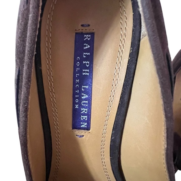 Ralph Lauren Collection Brown Suede Stiletto Heels Italy Kiltie Wood Sz 39 US 9 - Picture 10 of 10